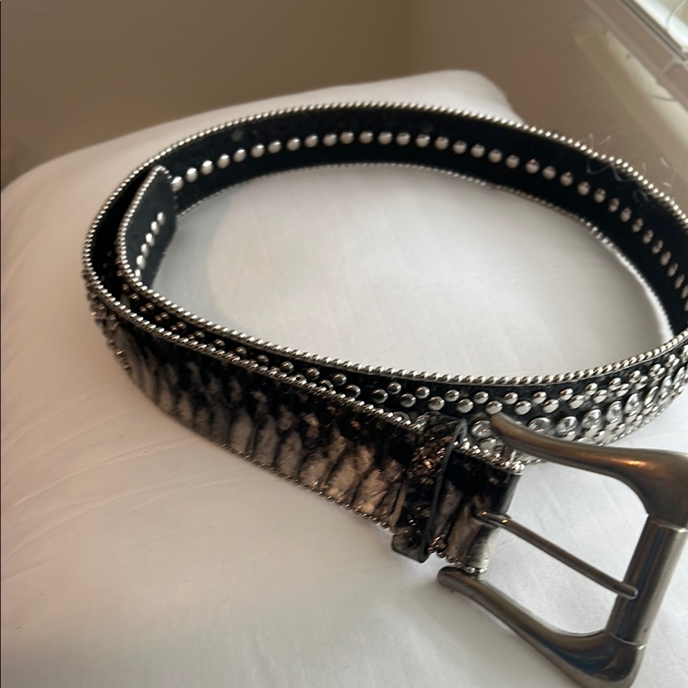 Studded Black Belt with Silver Buckle